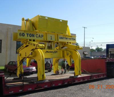 Yellow hoist operated slab.